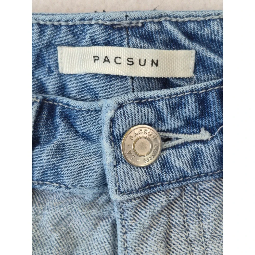 PacSun Mom Jean Shorts Jorts Women's 24 High Rise V-Yoke Cuffed Denim